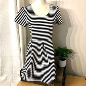 J. Crew Black White Short Sleeve Striped Dress 14
